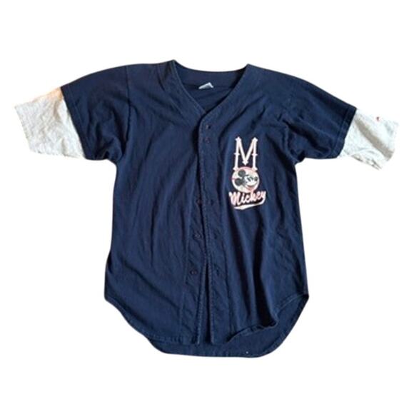 Disney Handbags - VTG Disney Mickey Mouse All Stars Baseball Jersey Size L/XL Blue White Red